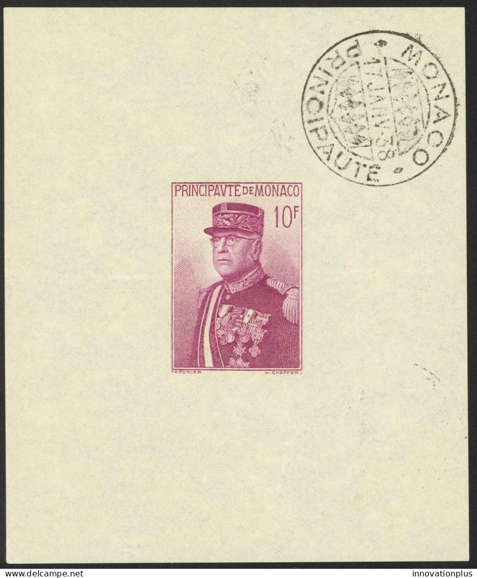 Monaco Sc# 159 FD Cancel 1938 10fr Magenta Prince Louis II - Usados