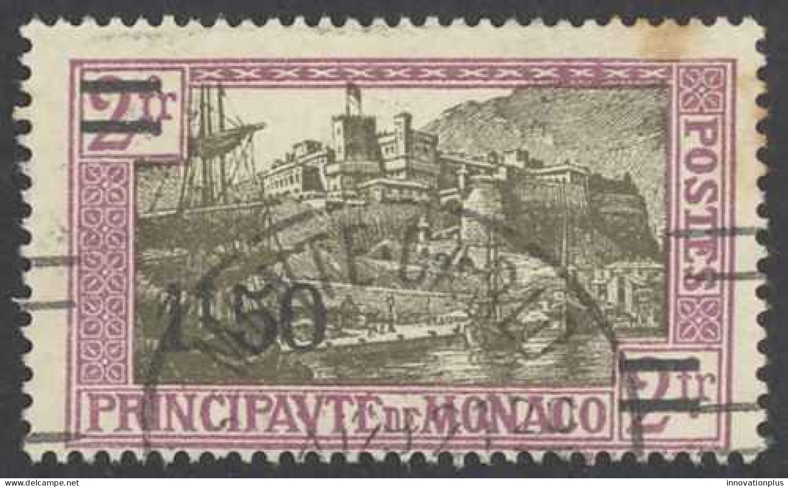 Monaco Sc# 99 Used 1928 1.50fr On 2 Fr Surcharged - Gebruikt