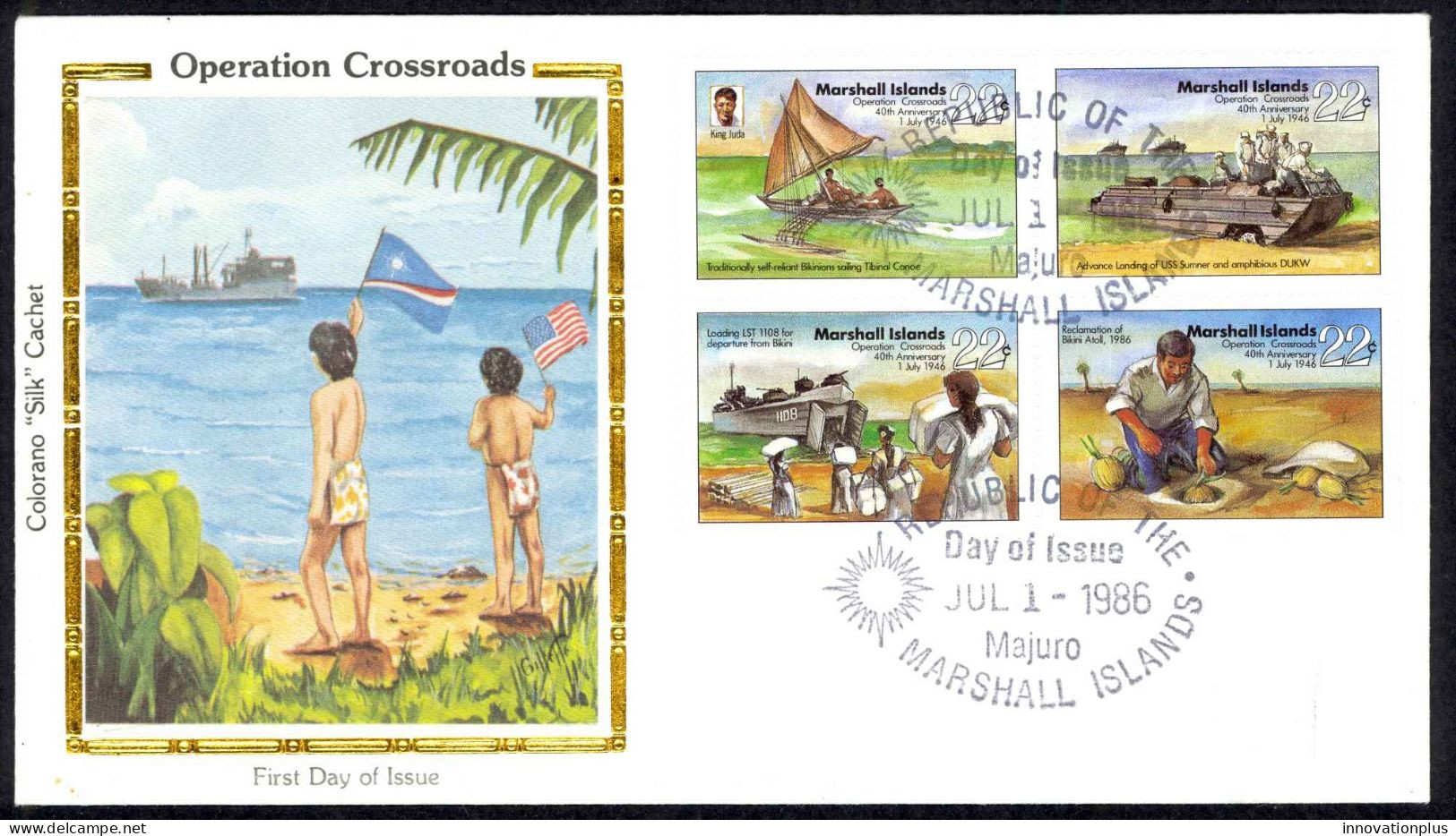 Marshall Islands Sc# 115-118 (Colorano Silk) FDC 1986 Operation Crossroads 40th - Marshall