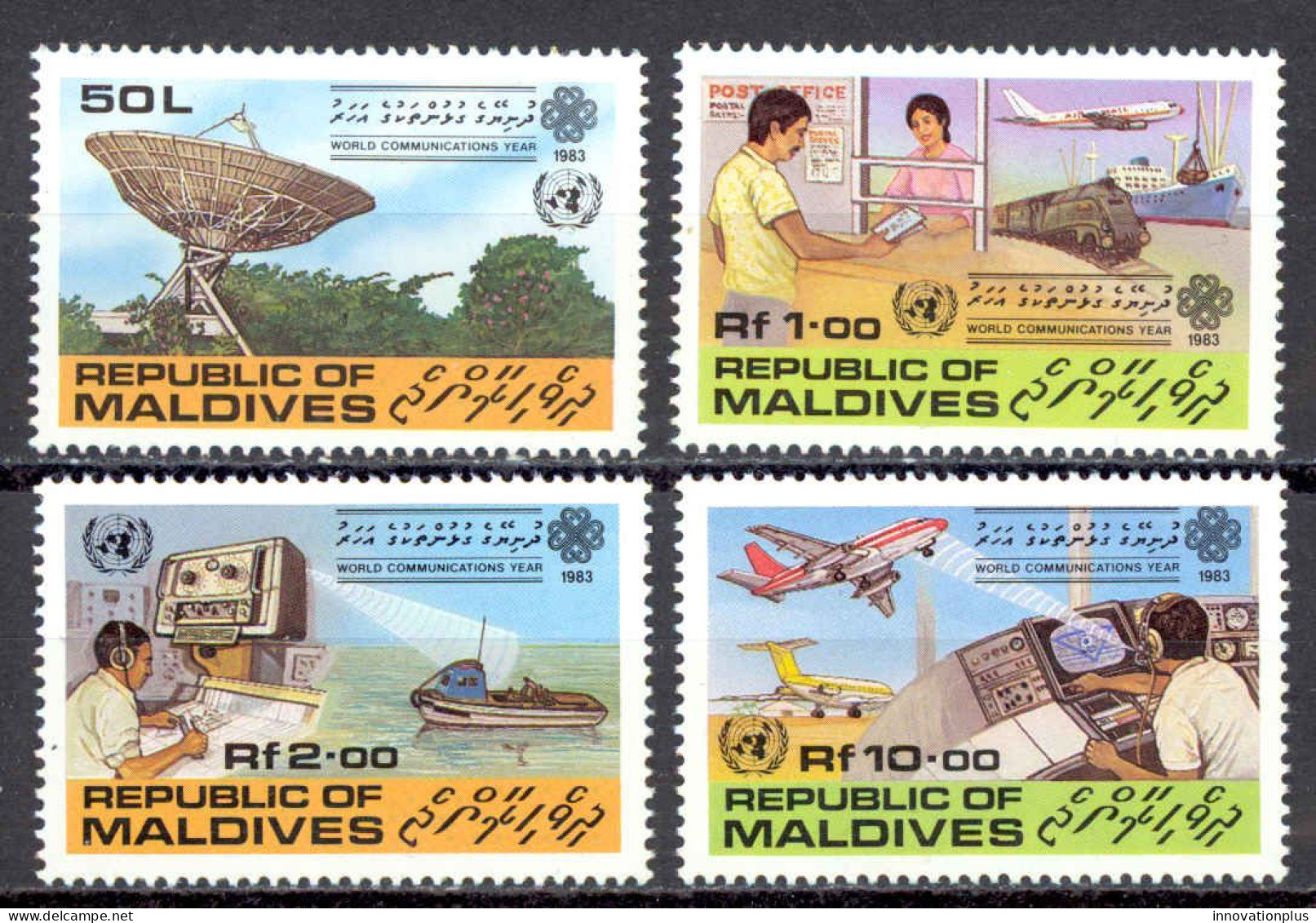 Maldive Islands Sc# 997-1000 MNH 1983 World Communications Year - Maldivas (1965-...)