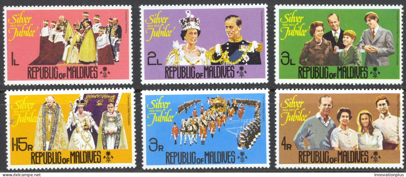 Maldive Islands Sc# 662-667 MNH Set/6 1977 QEII 25th Anniversary Of Coronation - Maldivas (1965-...)