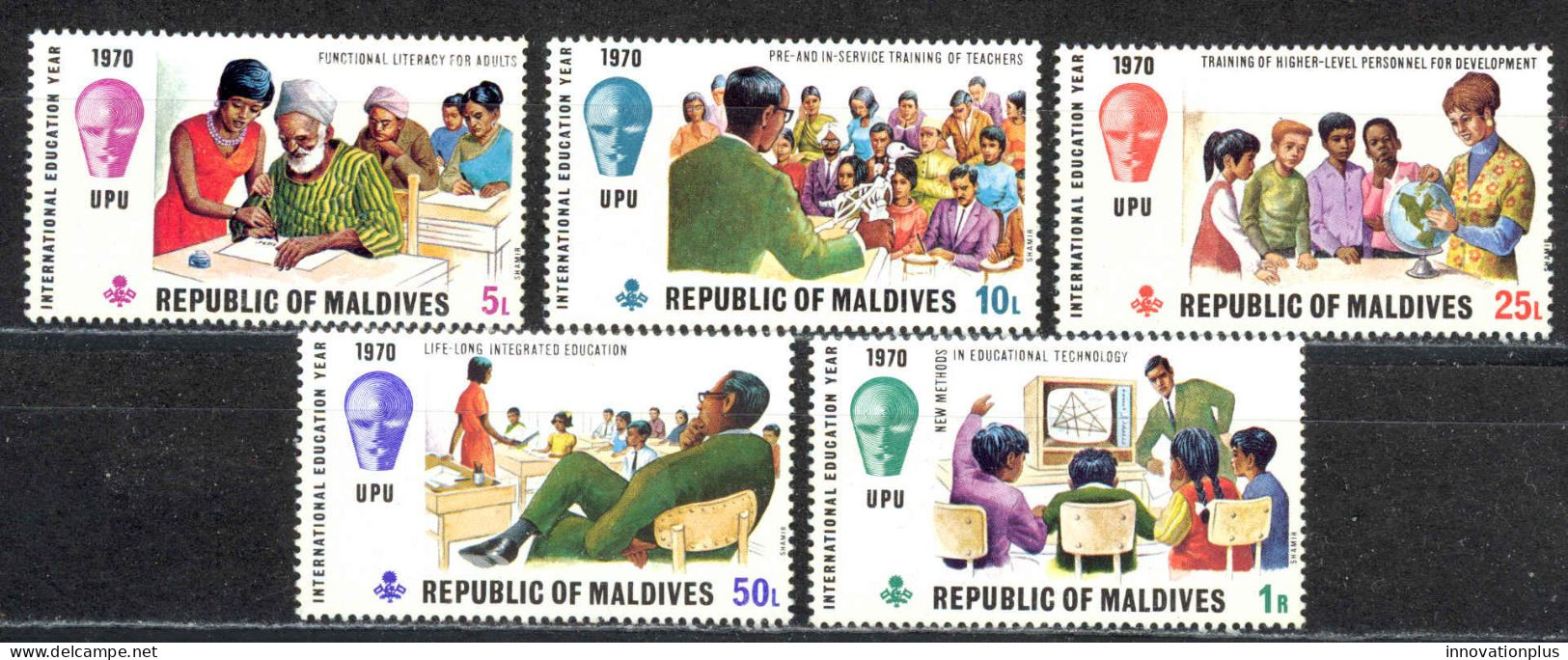 Maldive Islands Sc# 338-342 MNH 1970 International Education Year - Maldivas (1965-...)