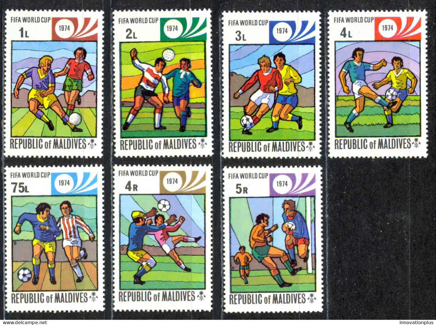 Maldive Islands Sc# 516-522 MNH 1974 Soccer - Maldivas (1965-...)