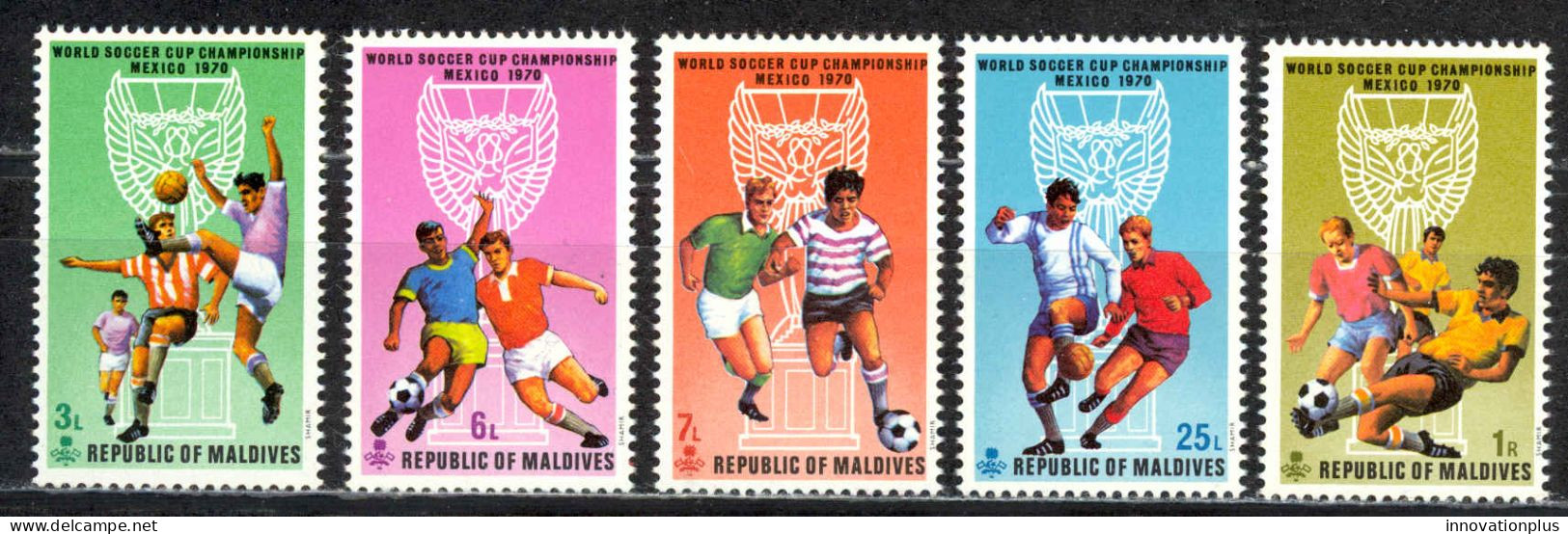 Maldive Islands Sc# 346-350 MNH 1970 Soccer - Maldivas (1965-...)