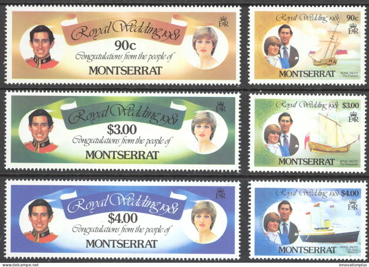 Montserrat Sc# 465-470 MNH Set/6 1981 Royal Wedding - Montserrat