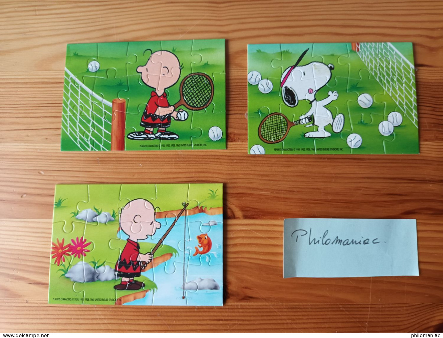 Lot De 3 Puzzles Kinder : Peanuts - Tennis Pêche - Charly Brown - Snoopy Sans BPZ - Puzzles