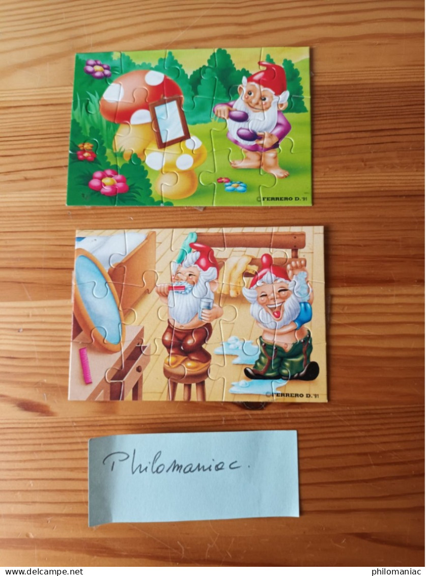 Lot De 2 Puzzles Kinder Nains 1991 Sans BPZ - Rompecabezas