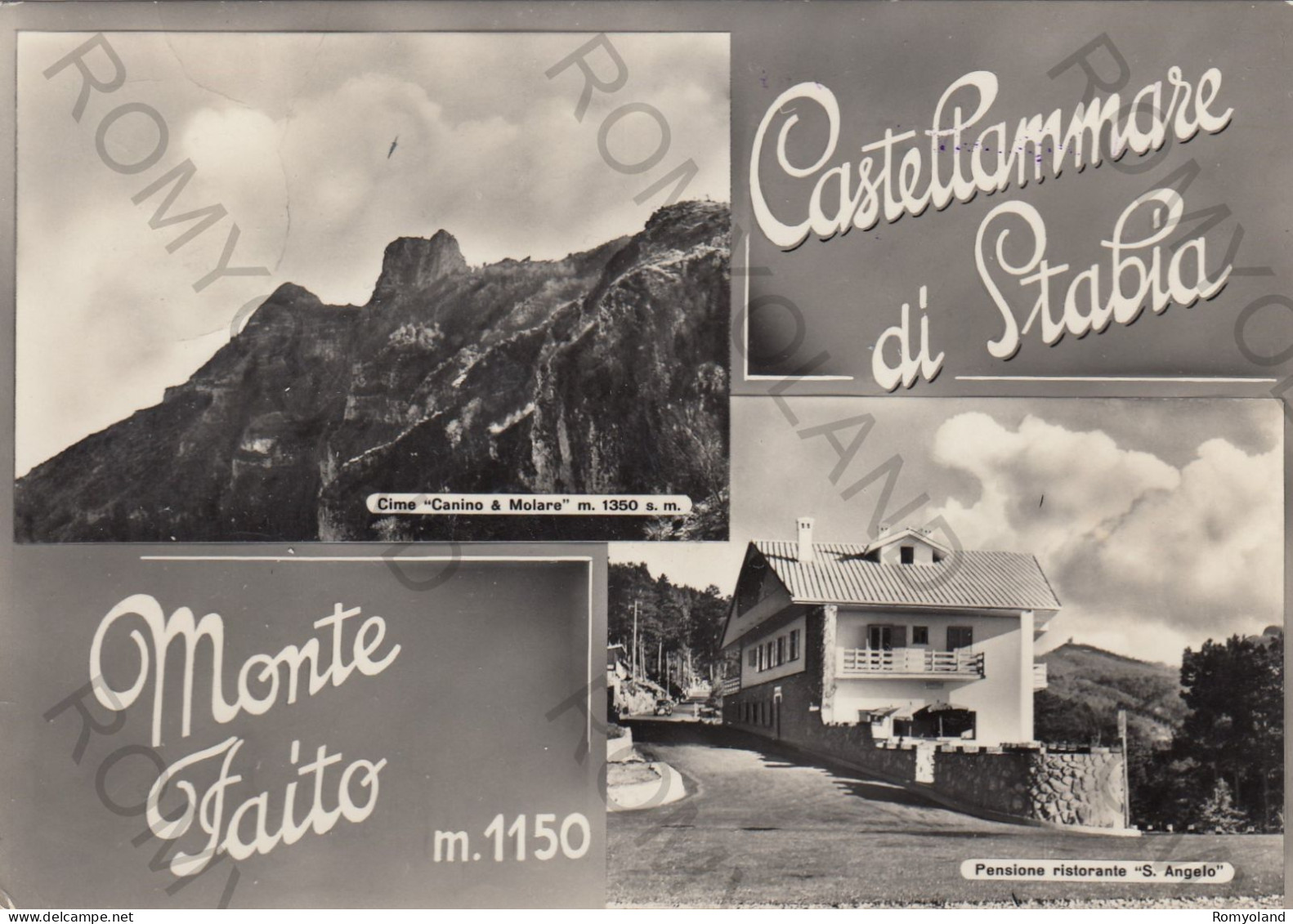 CARTOLINA  B5 CASTELLAMMARE DI STABIA,NAPOLI,CAMPANIA-MONTE FAITO M.1150-PENSIONE RISTORANTE "S.ANGELO"-VIAGGIATA 1953 - Castellammare Di Stabia