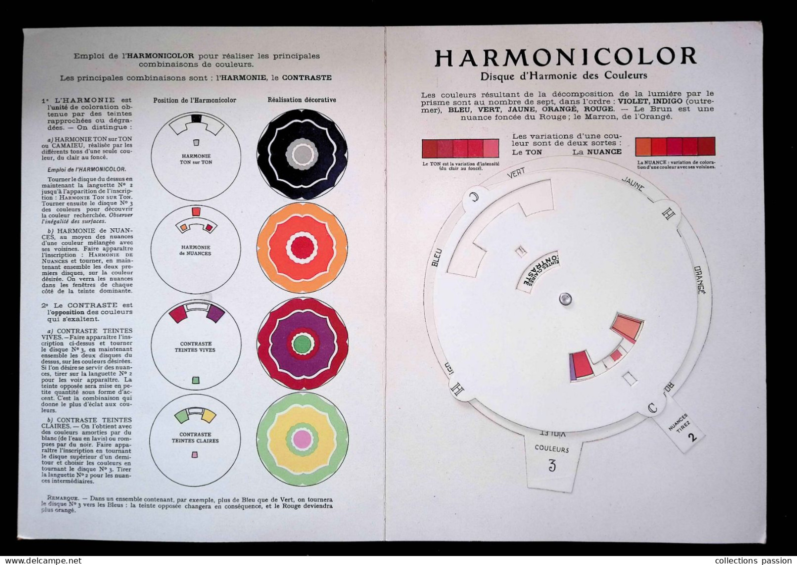 Disque D'harmonie Des Couleurs, HARMONICOLOR, 4 Pages, Imp. Larousse, 3 Scans,  Frais Fr 3.35 E - Ohne Zuordnung