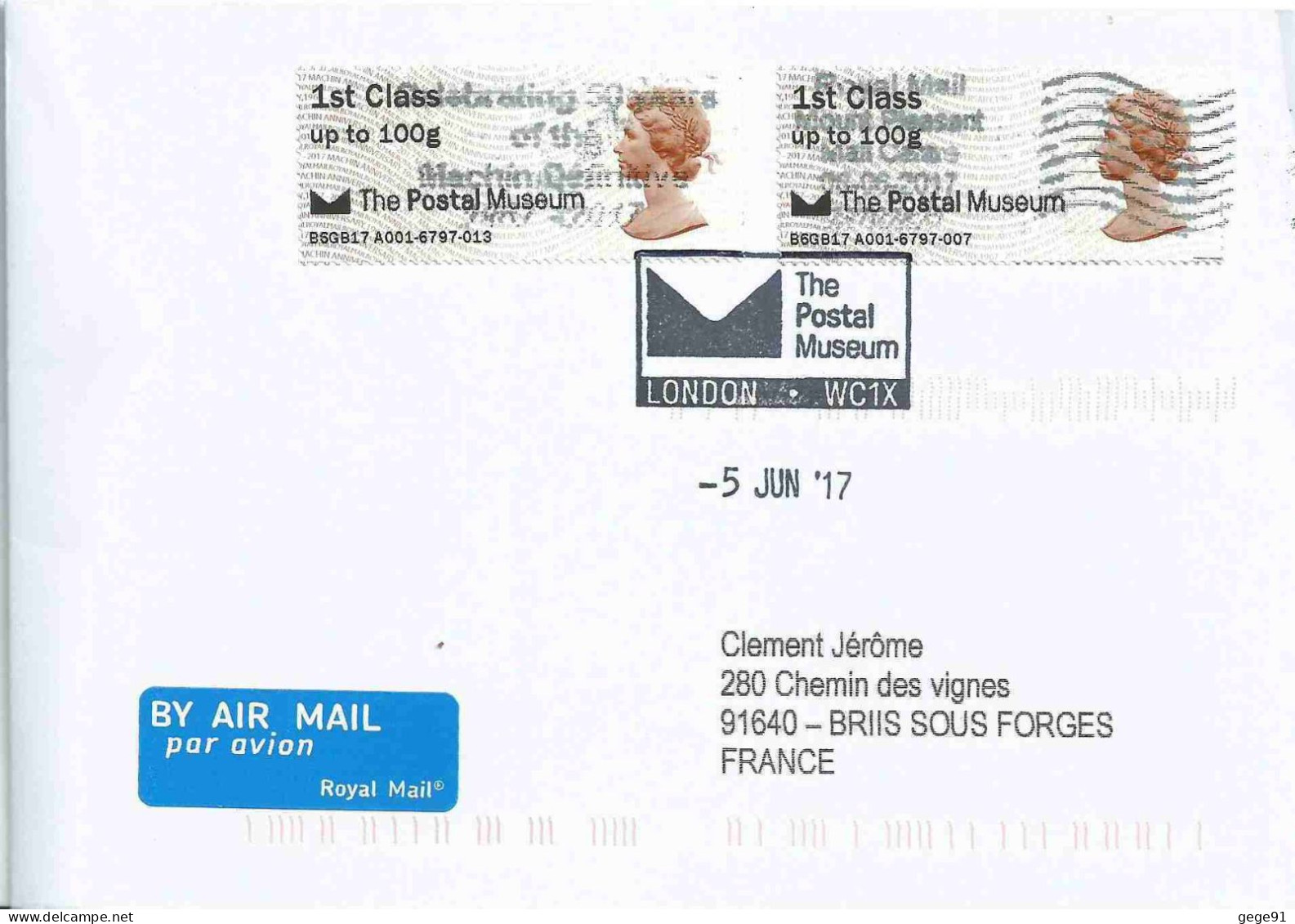 Vignette De Distributeur - ATM - IAR - Machin - QEII - The Postal Museum - Série De 6 Lettres - Post & Go (distribuidores)