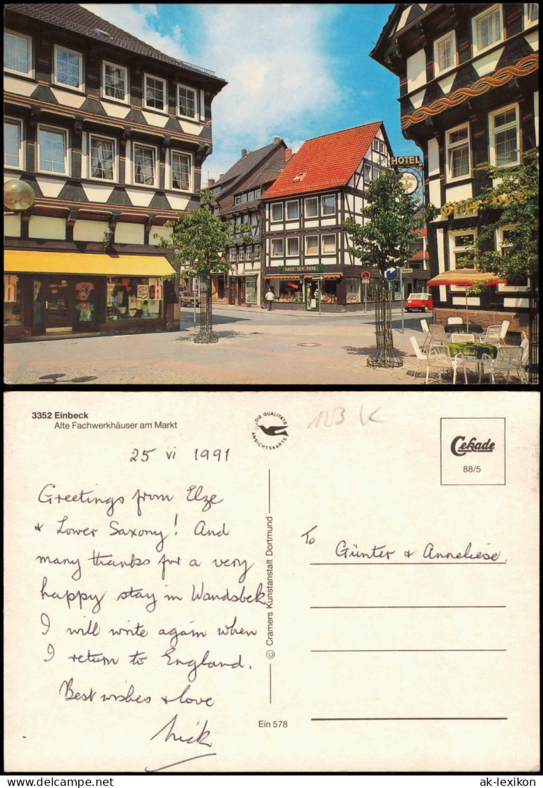 Ansichtskarte Einbeck Alte Fachwerkhäuser Am Markt, Geschäfte, Hotel 1988 - Einbeck