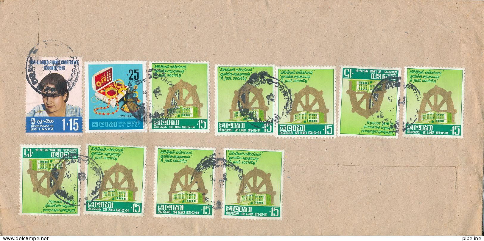 Sri Lanka Cover Sent To Denmark 23-6-1978 All Stamps Are On The Backside Of The Cover - Sri Lanka (Ceylan) (1948-...)