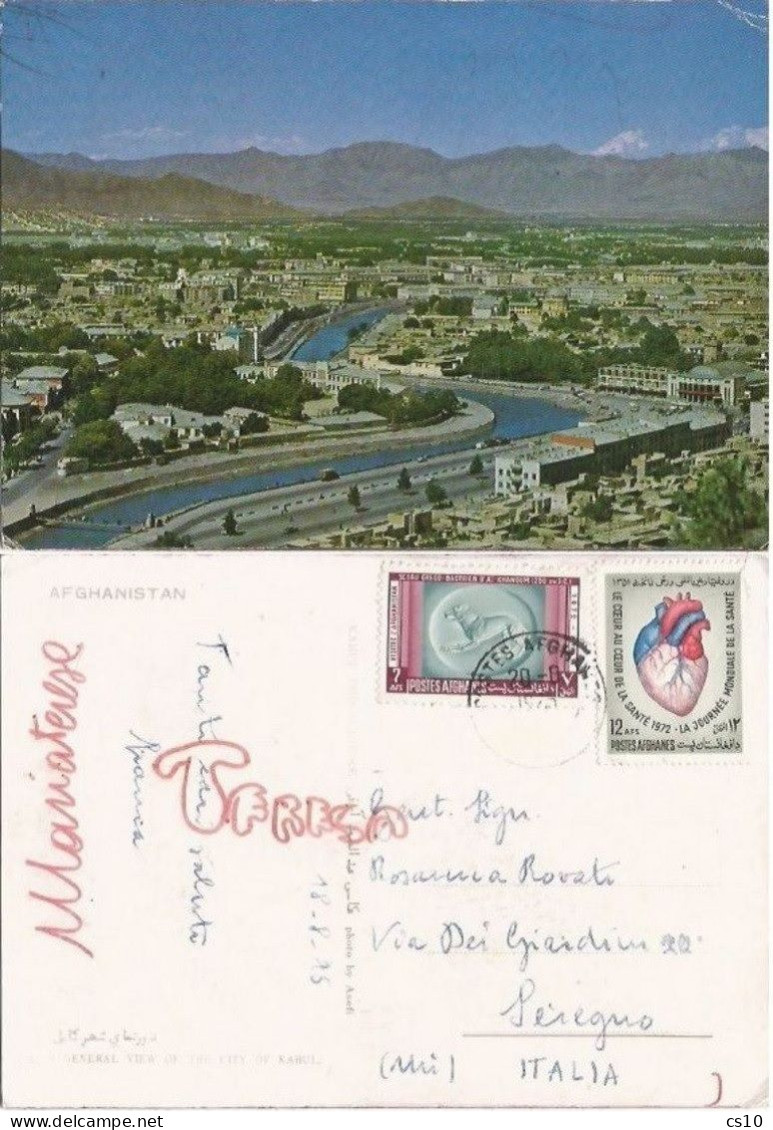 Afghanistan Panorama General View Of Kabul Color PPC 18aug1975 With 2stamps - Afganistán