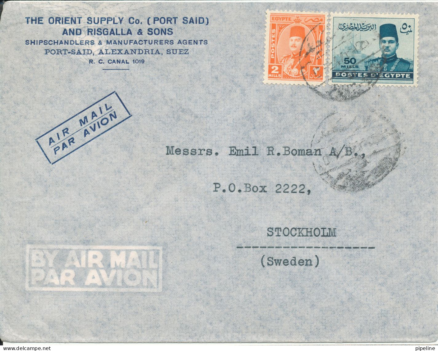 Egypt Air Mail Cover Sent To Sweden - Poste Aérienne