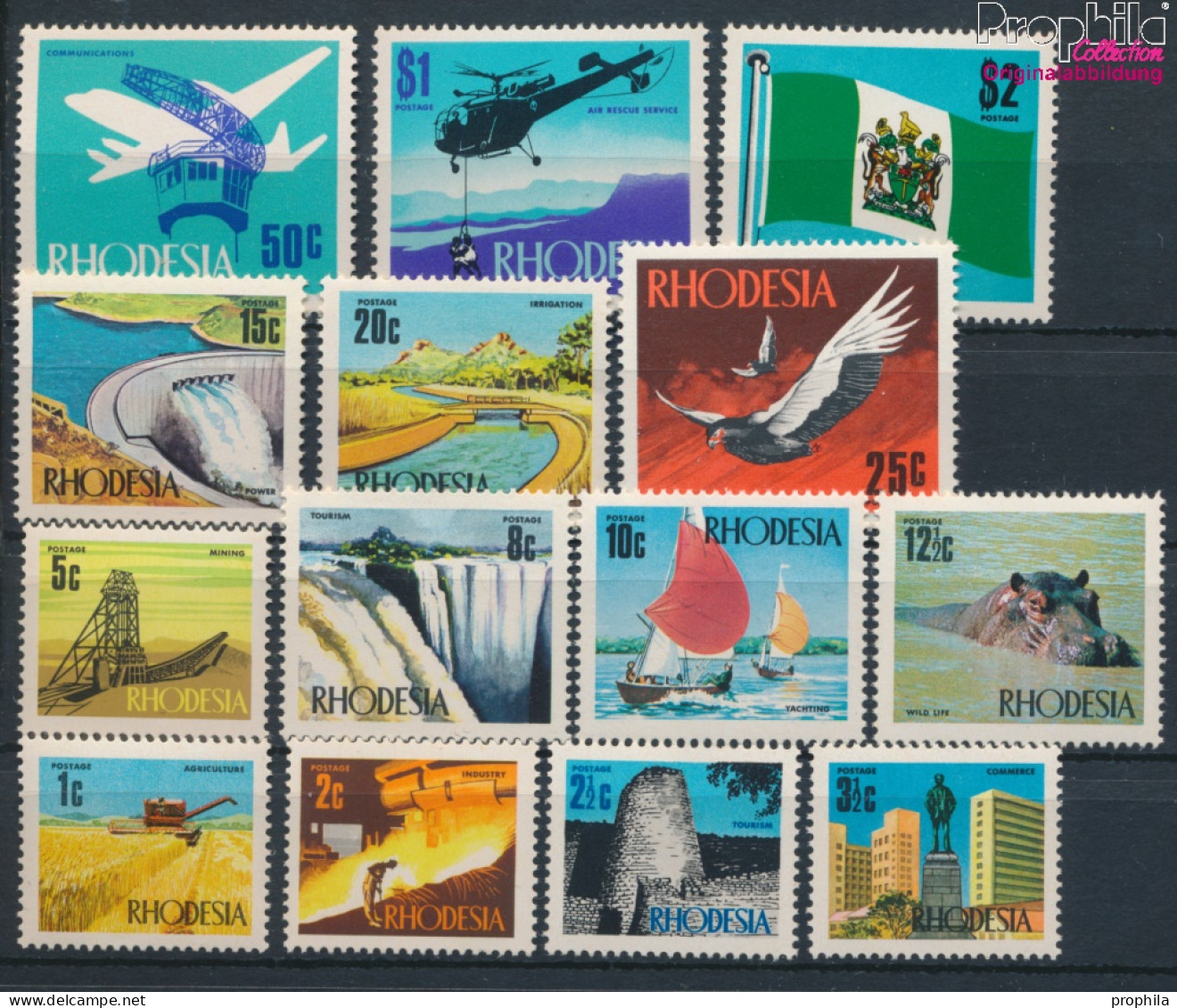 Rhodesien 88-101 (kompl.Ausg.) Postfrisch 1970 Industrie Und Ansichten (10285540 - Rhodésie (1964-1980)