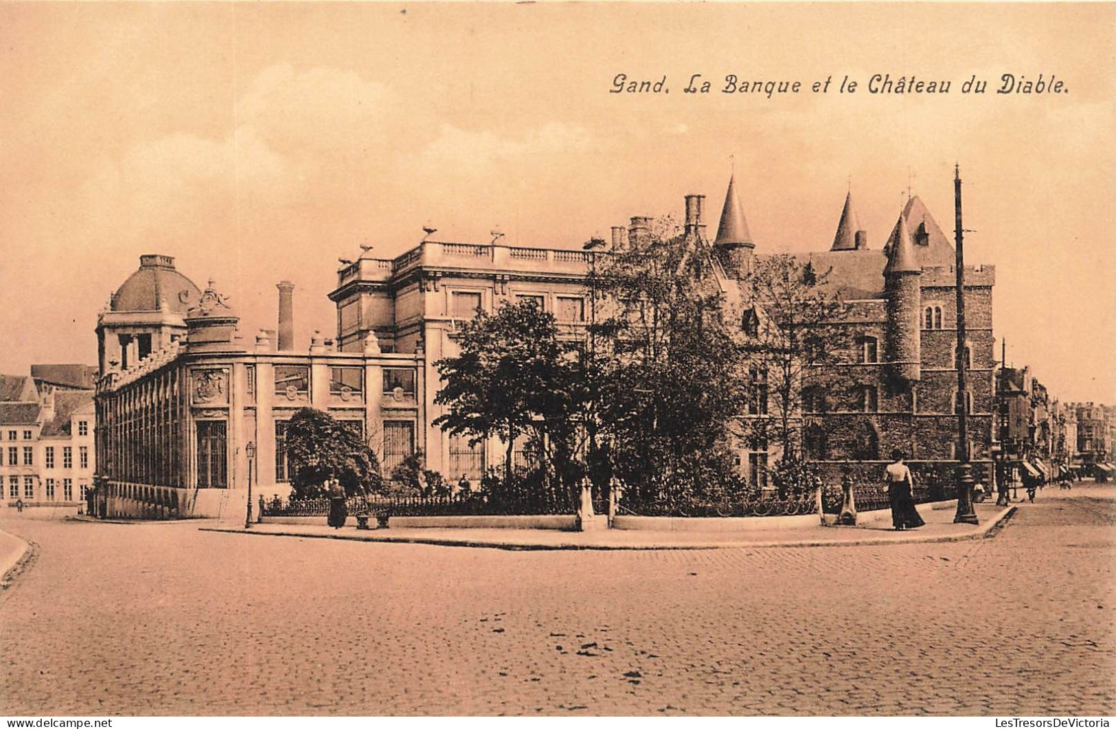 BELGIQUE - Sand - La Banque Et Le Château Du Diable - Animé - Ancienne Carte Postale - Gent