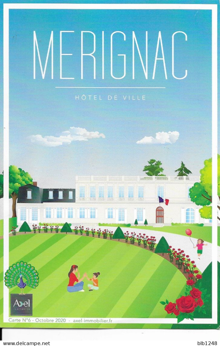 [33] Gironde > Merignac Hotel De Ville Carte Publicitaire Dessin - Merignac