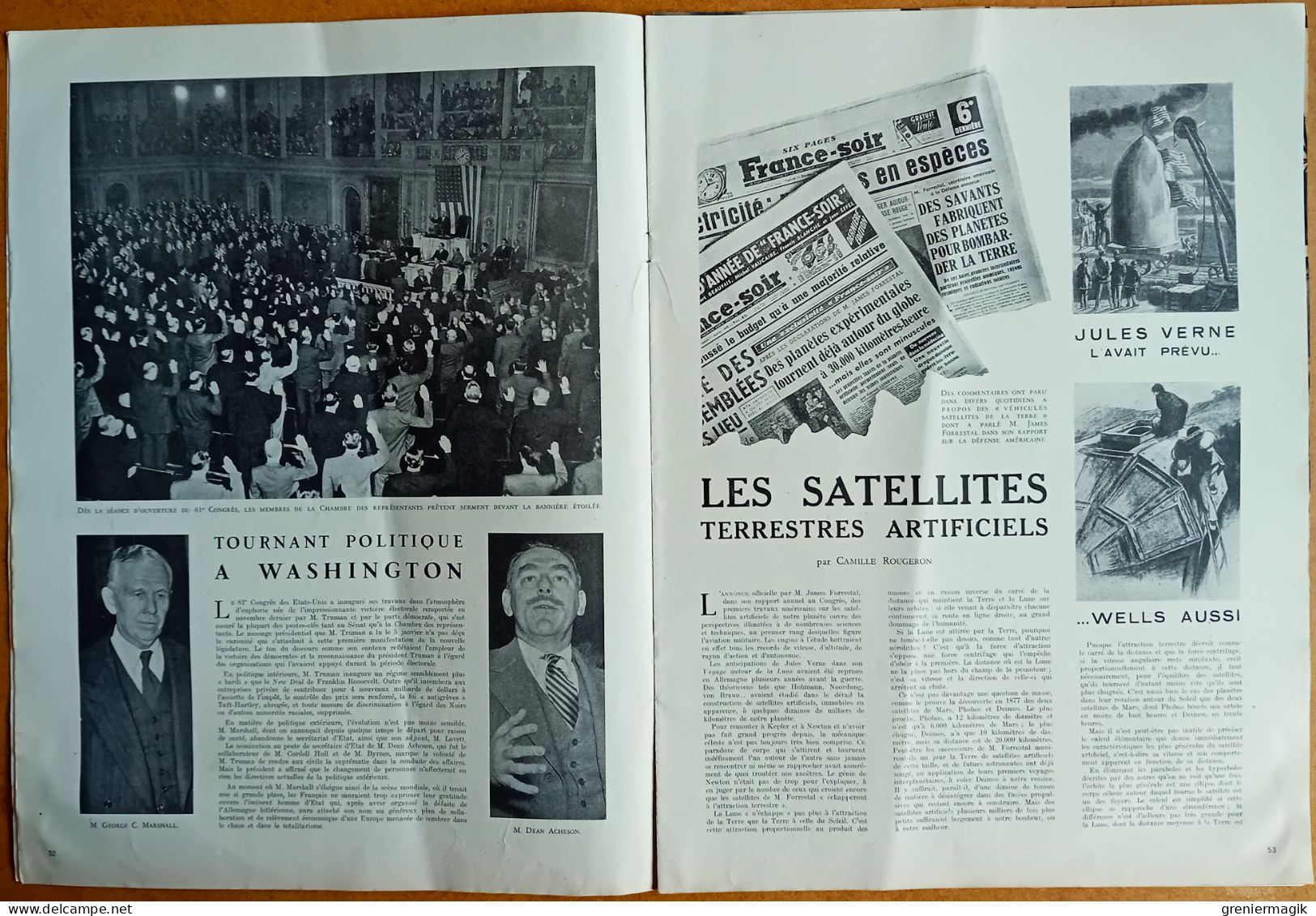France Illustration 170 15/01/1949 Churchill/Satellites Terrestres/La Bohème/Malcolm Campbell/Kalahari/Mineurs/Cachemire - Testi Generali