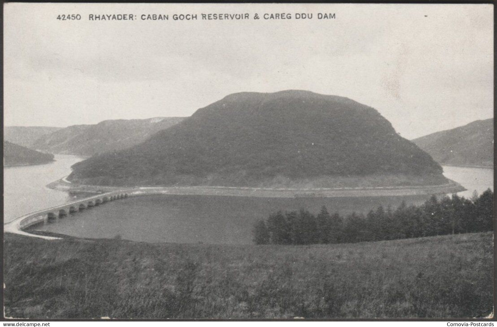 Caban Goch Reservoir & Careg Ddu Dam, Rhayader, C.1910s - Photochrom Postcard - Radnorshire