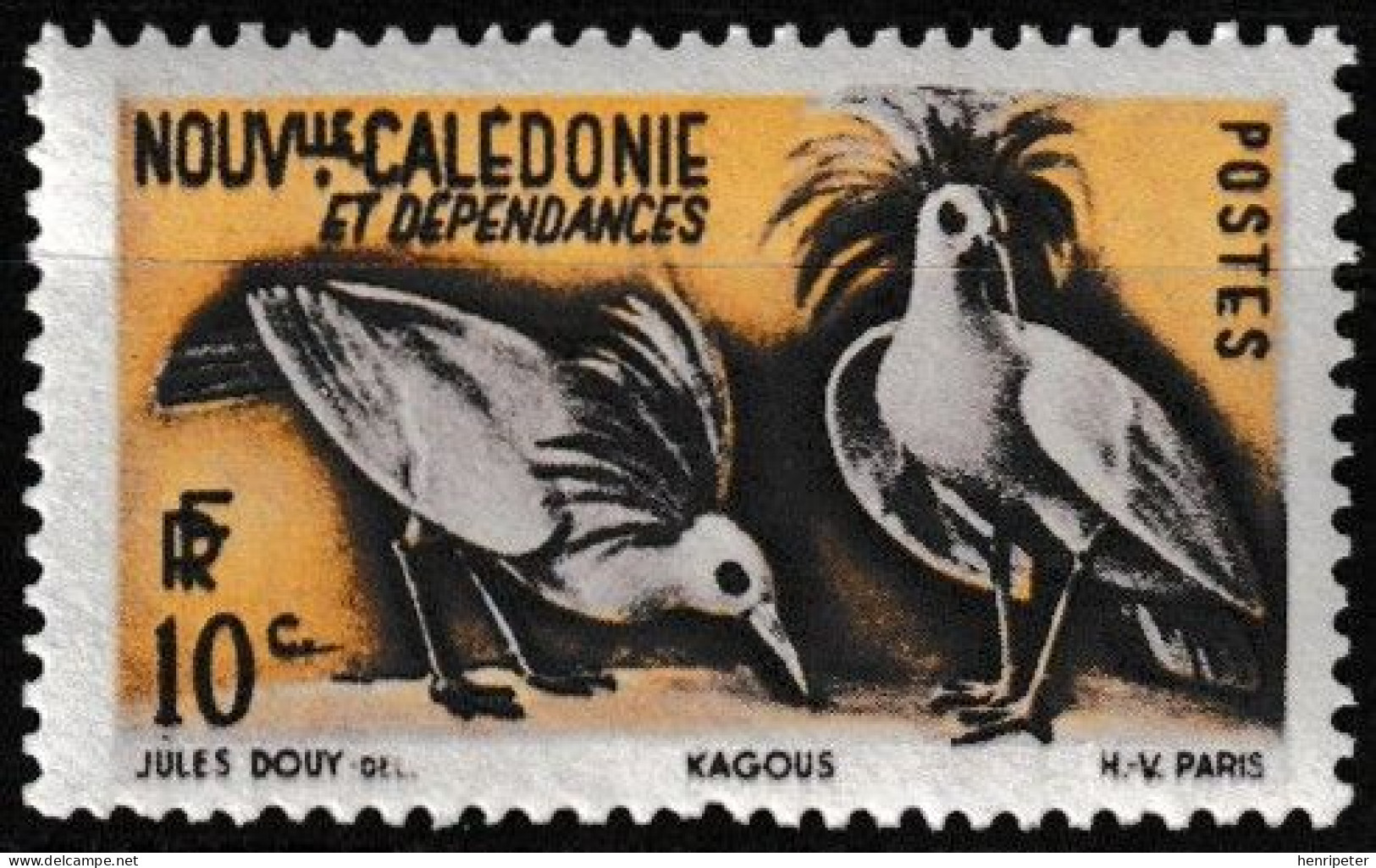 Timbre-poste Gommé Neuf** - Cagous Kagu (Rhynochetos Jubatus) - N° 259 (Yvert) - Nouvelle-Calédonie Et Dépendances 1948 - Nuevos