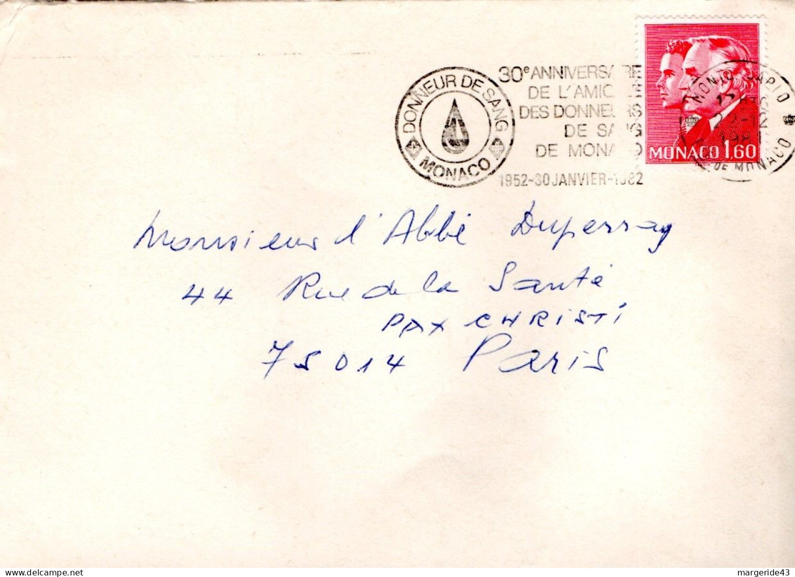 MONACO SEUL SUR LETTRE POUR LA FRANCE 1981 - Lettres & Documents