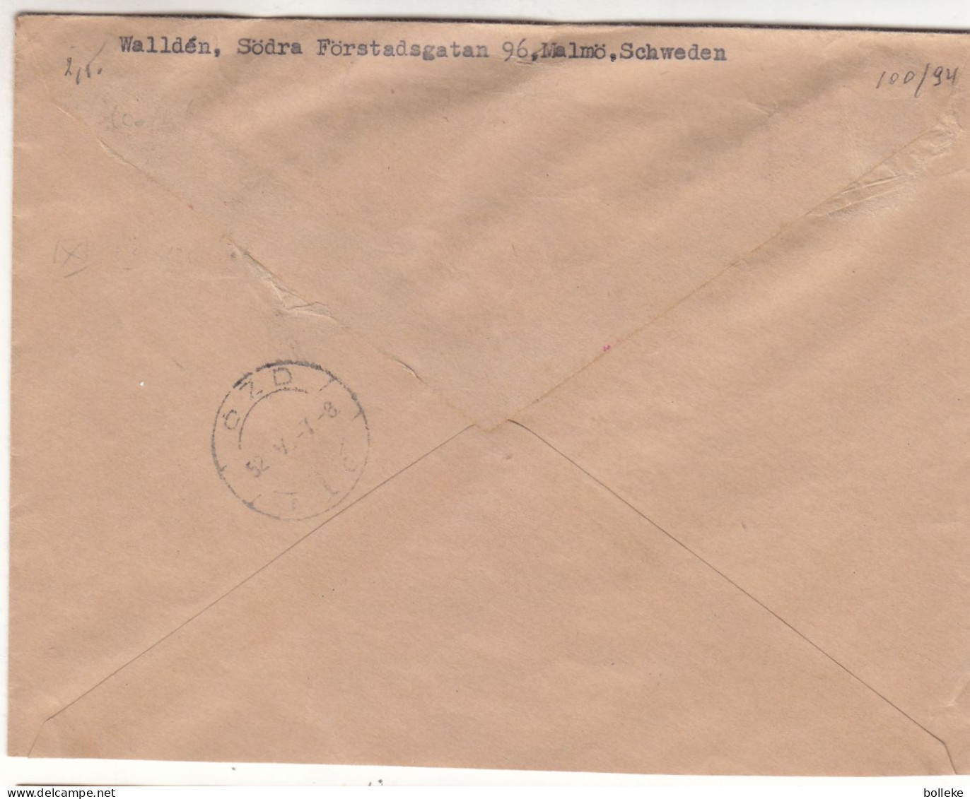 Suède - Lettre De 1952 - Exp Vers Ozd - - Storia Postale