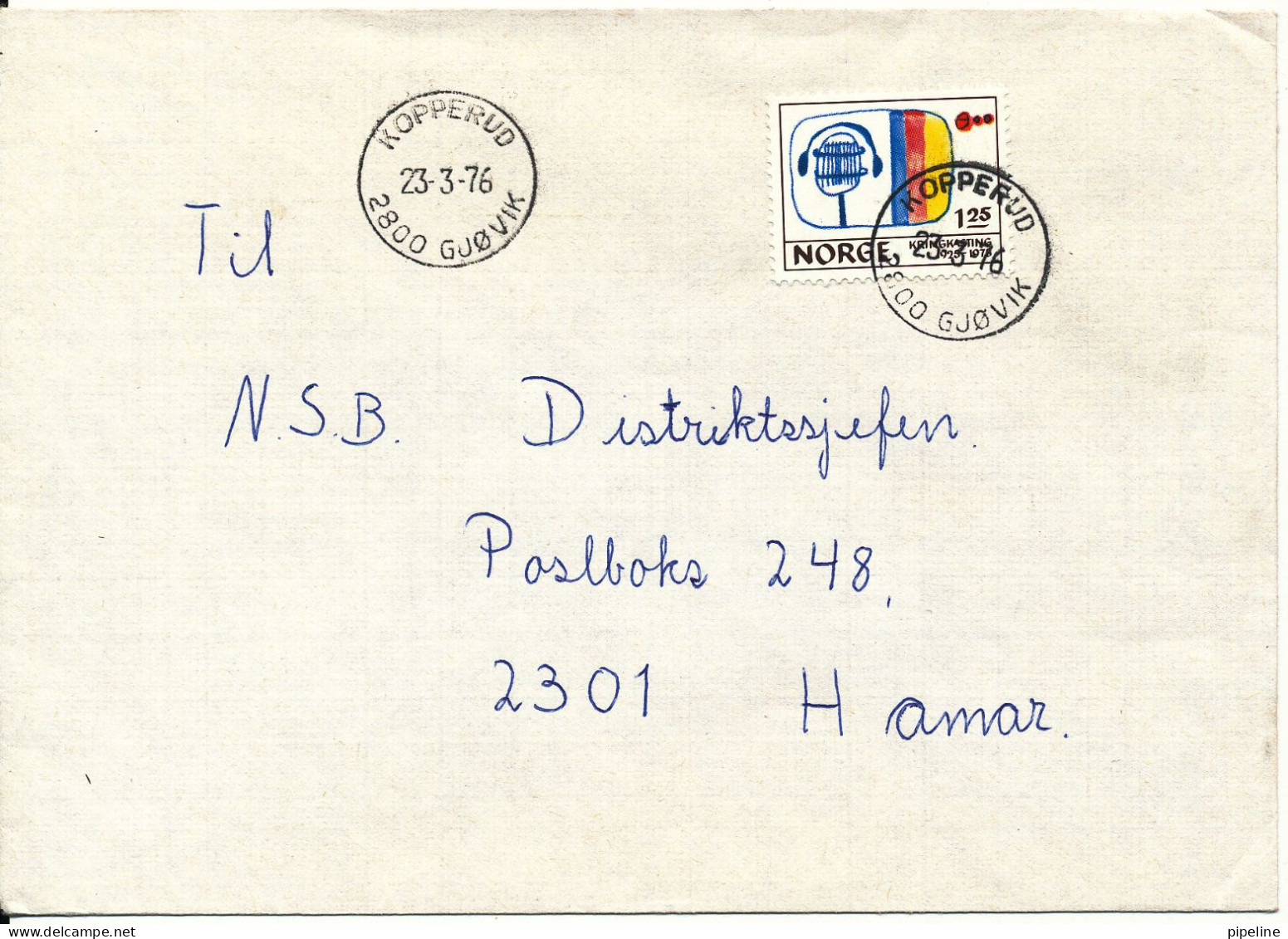 Norway Cover Kopperud 23-3-1976 Single Franked - Brieven En Documenten