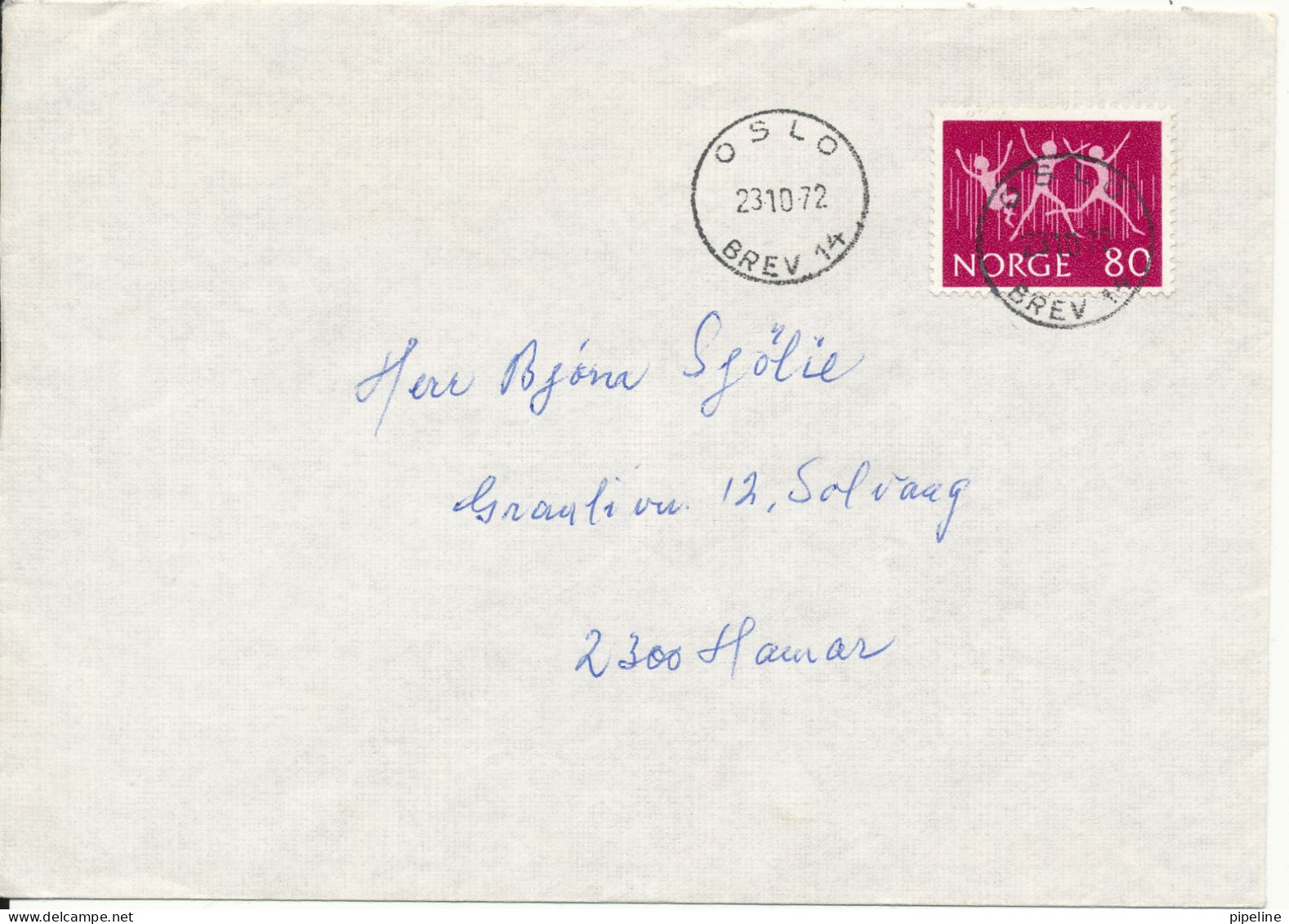 Norway Cover Oslo 23-10-1972 Single Franked - Covers & Documents