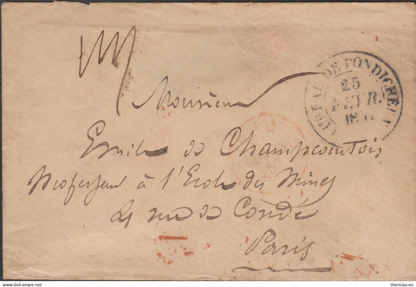 INDE - FRENCH INDIA VERY OLD 1857 COVER Cachet BUREAU PONDICHERRY POUR LA FRANCE Réf H266-N - Briefe U. Dokumente