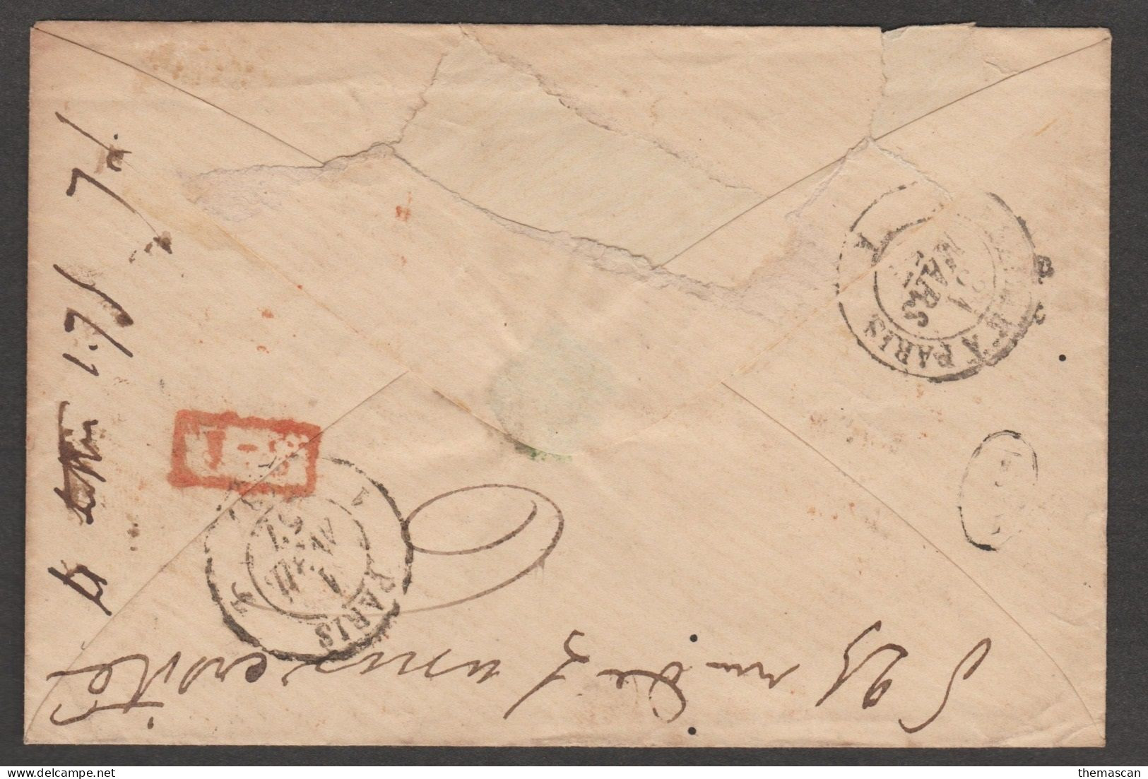 INDE - FRENCH INDIA VERY OLD 1857 COVER Cachet BUREAU PONDICHERRY POUR LA FRANCE Réf H266-N - Briefe U. Dokumente