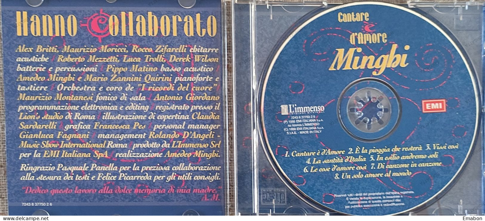 BORGATTA - ITALIANA  - Cd AMEDEO MINGHI - CANTARE D' AMORE  - EMI ITALIANA 1996 -  USATO In Buono Stato - Altri - Musica Italiana