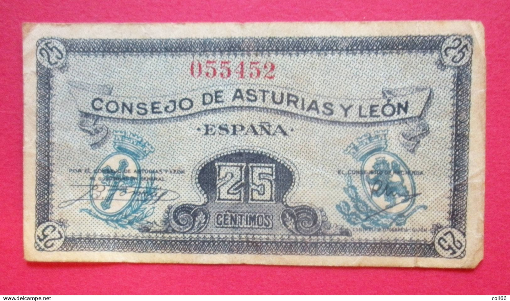 1936-37 Lot de 3 billets Monnaie Locale Consejo de Asturias y Léon 2 Pesetas 1 peseta 25 centimos dos scanné