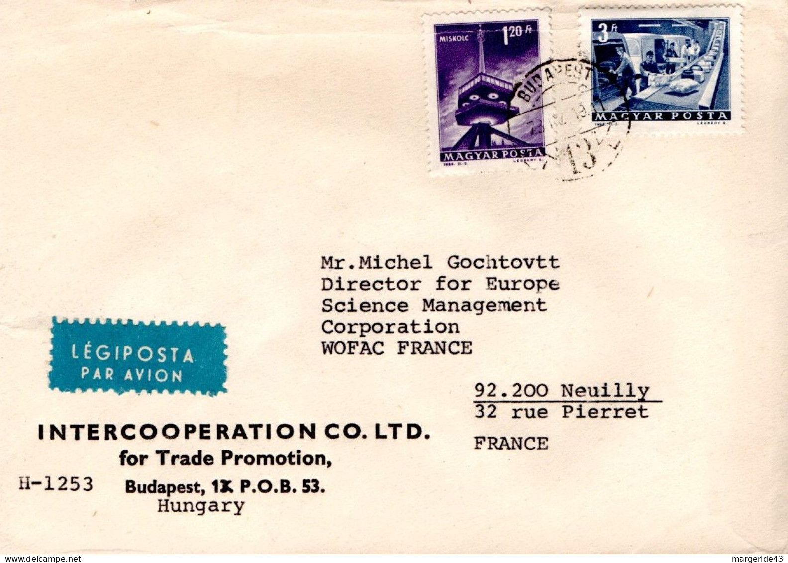 HONGRIE AFFRANCHISSEMENT COMPOSE SUR LETTRE A EN TETE AVION POUR LA FRANCE 1973 - Storia Postale