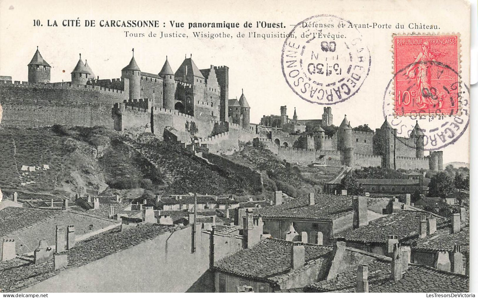 FRANCE - La Cité De Carcassonne - Vue Panoramique De L'ouest - Carte Postale Ancienne - Carcassonne