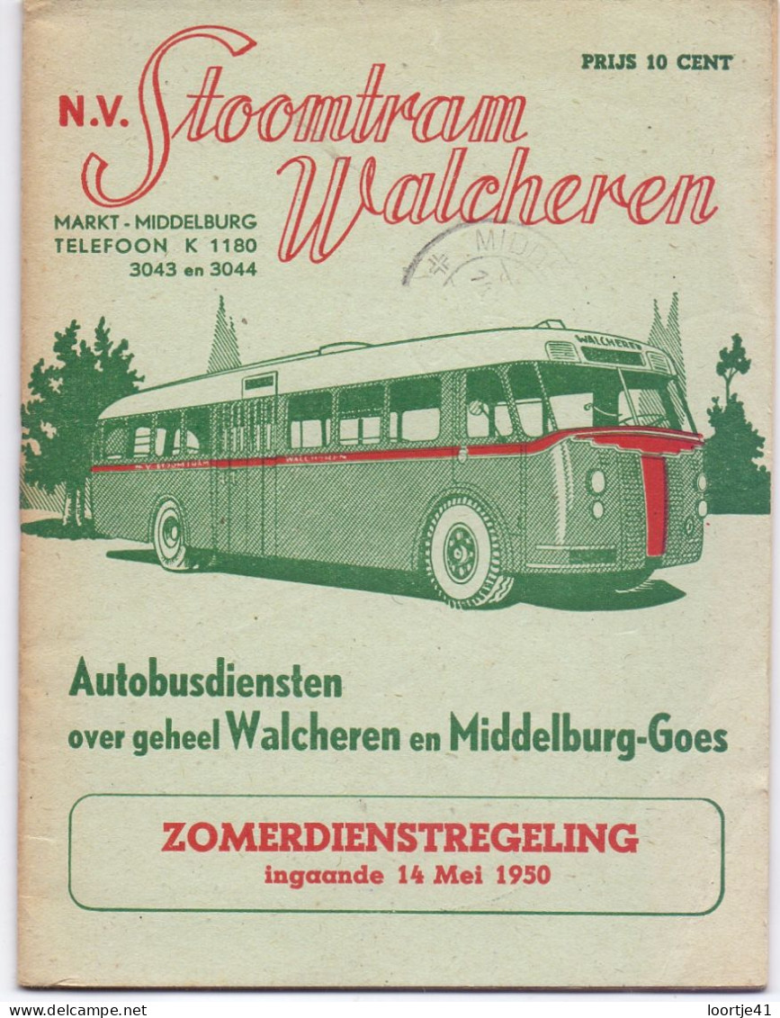 Dienstregeling Timetable - NV Stoomtram Walcheren - Autobusdienst Middelburg - Goes 1950 - Europe