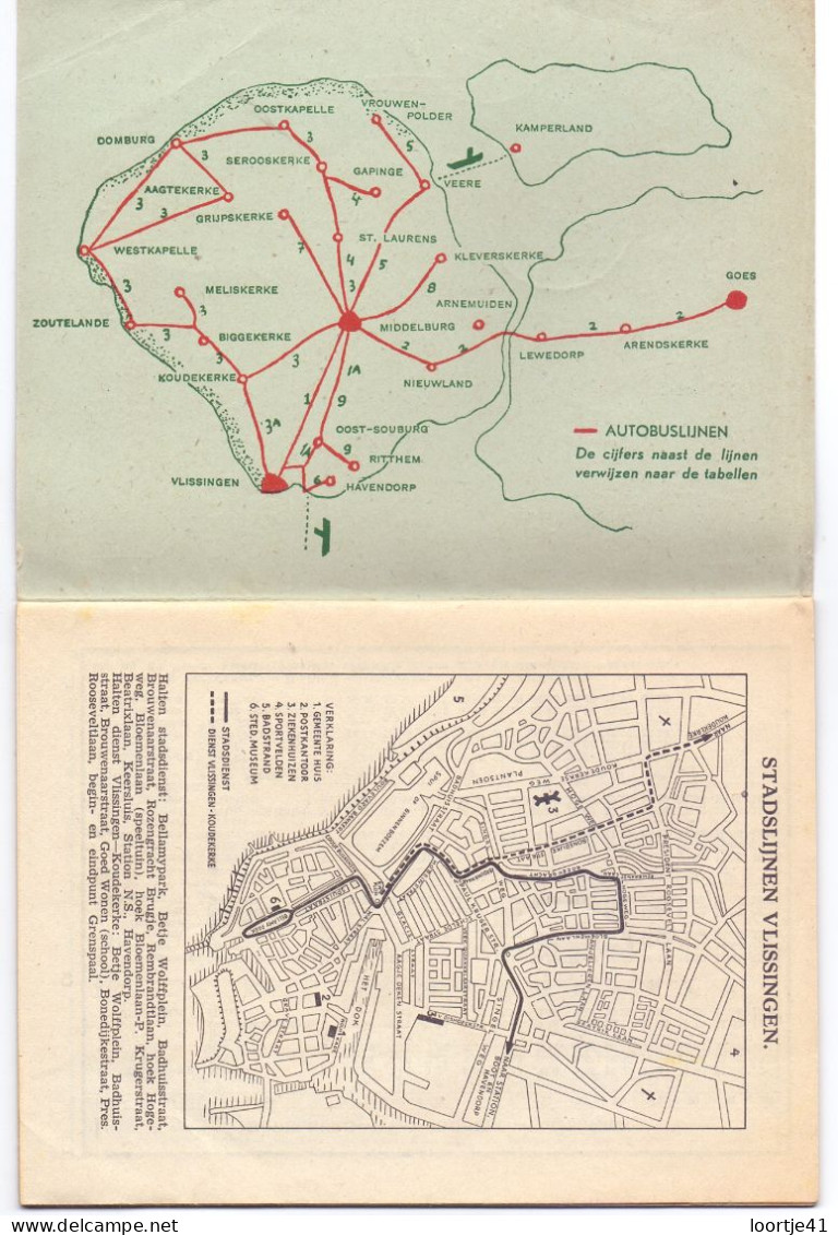 Dienstregeling Timetable - NV Stoomtram Walcheren - Autobusdienst Middelburg - Goes 1950 - Europa
