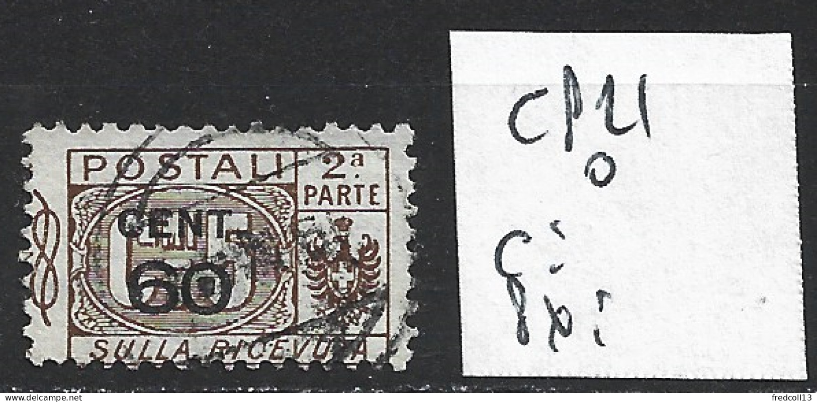 ITALIE COLIS POSTAUX 21 Oblitéré Côte 0.30 € - Colis-postaux