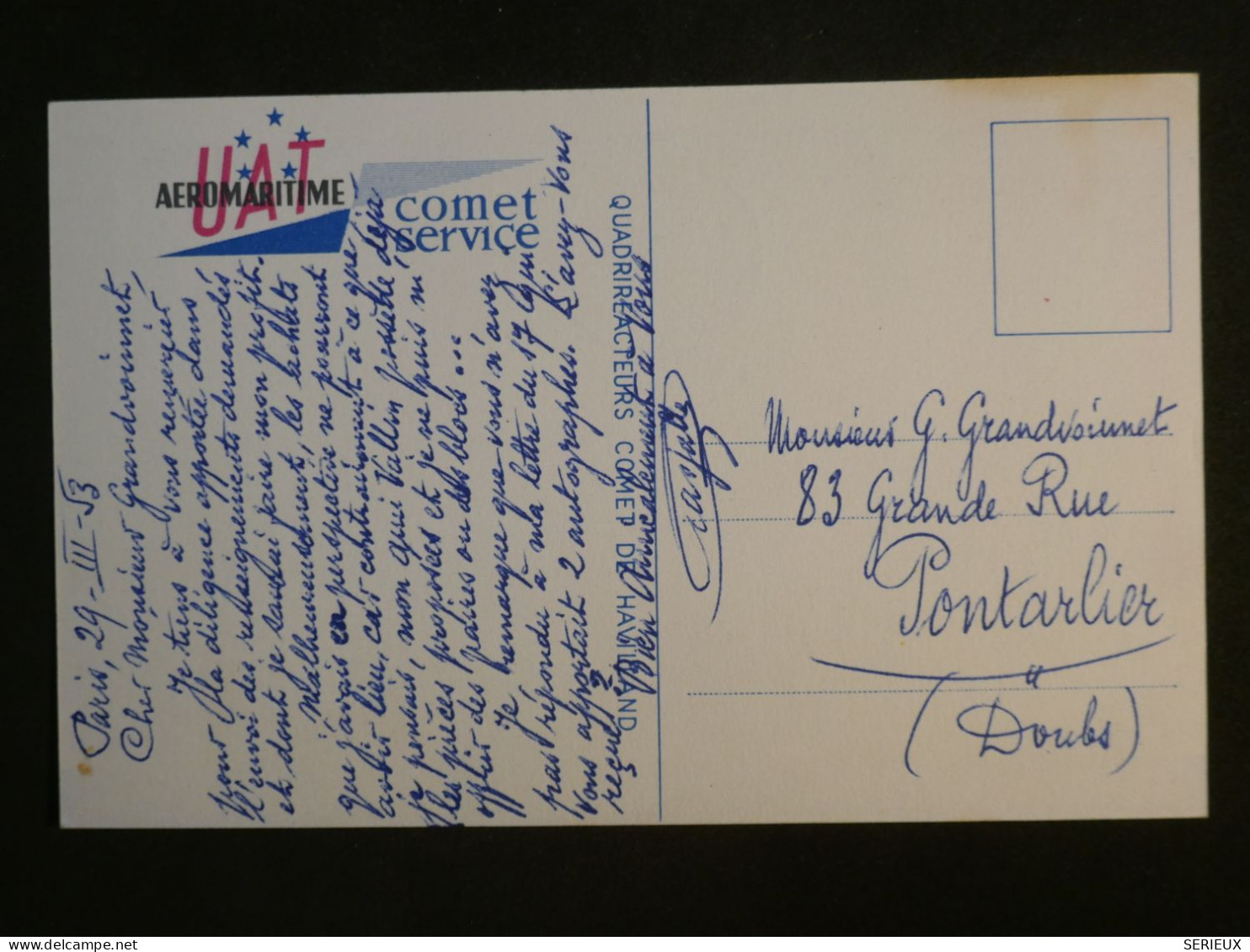 DI 9 FRANCE   BELLE  CARTE AEROMARITIME 1963     ++ AFF. INTERESSANT+++ - 1960-.... Lettres & Documents