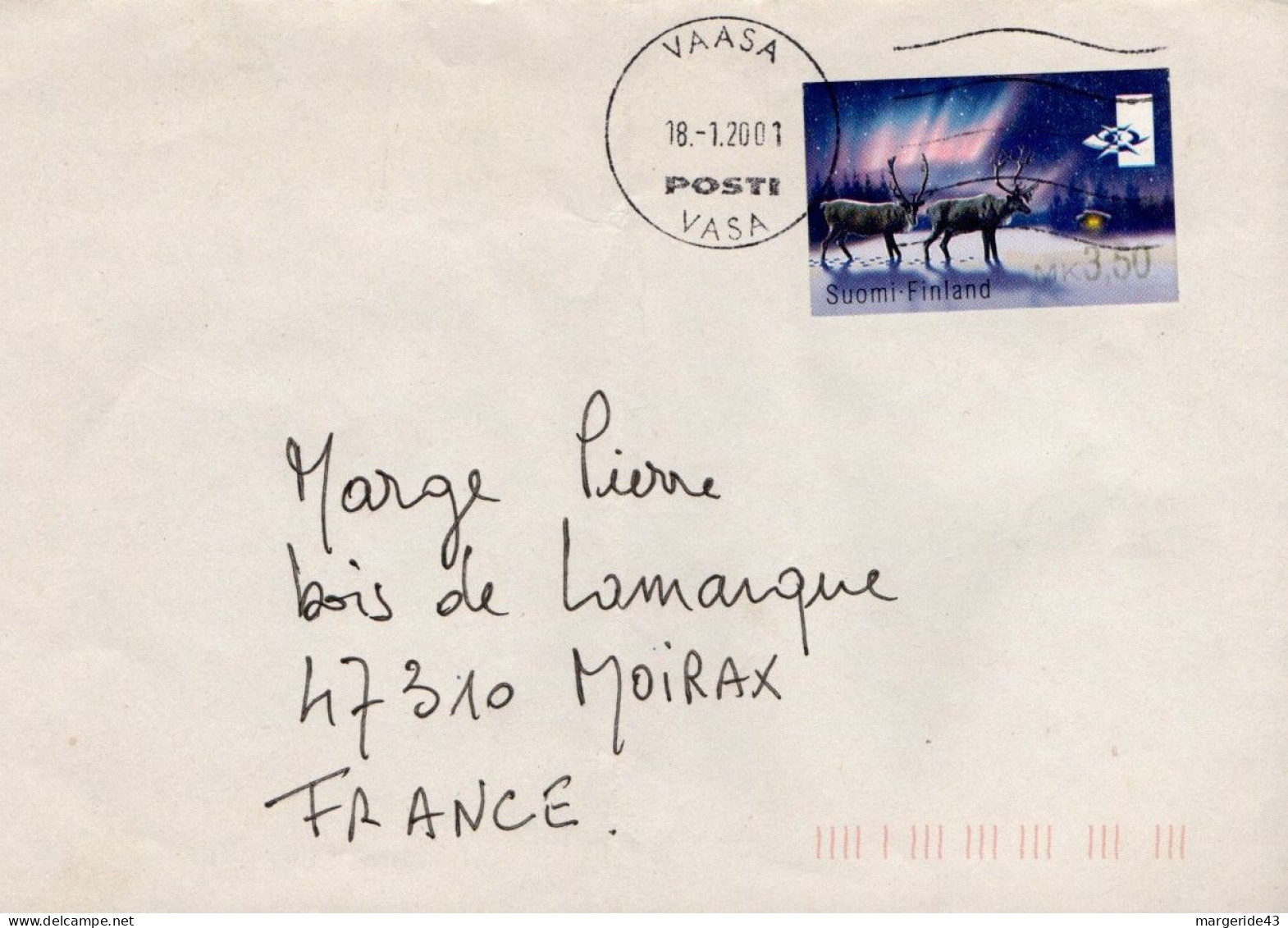 FINLANDE SEUL SUR LETTRE DE VAASA POUR LA FRANCE 2001 - Briefe U. Dokumente