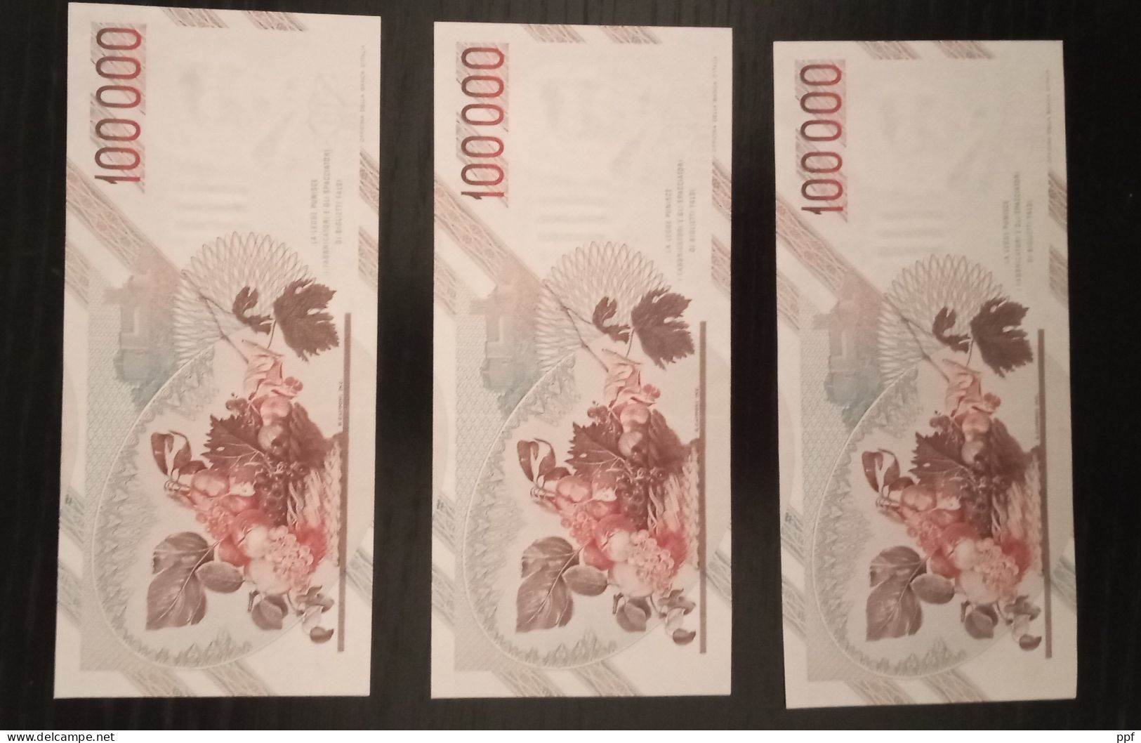 Tre Banconote Da 100.000 Lire Anni 90 Non Circolate Con Numero Seriale Sequenziale. - Colecciones