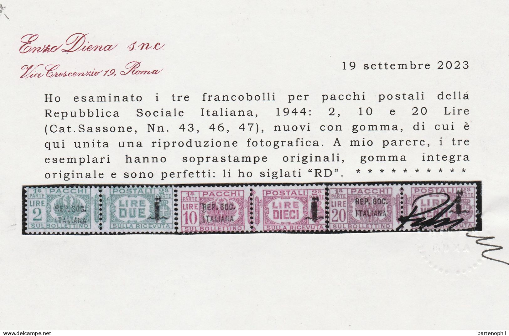 177  Repubblica Sociale 1944 - Pacchi Postali Soprastampati Repubblica Sociale Italiana E Piccolo Fascio MNH - Paketmarken