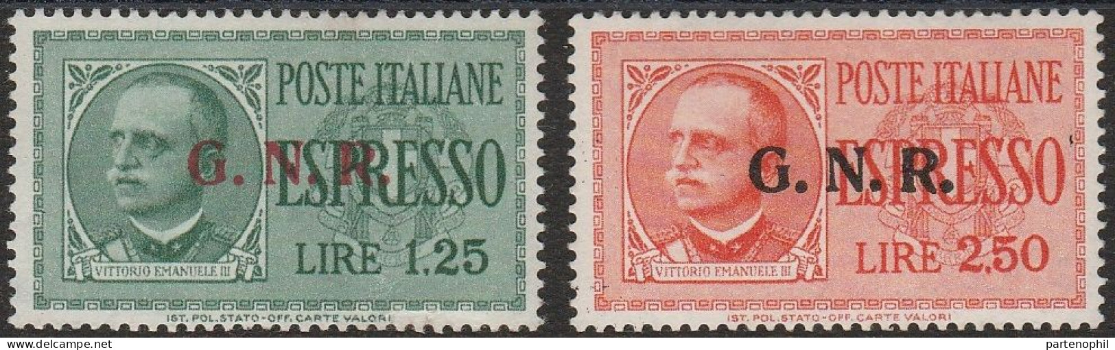176  Repubblica Sociale 1944 - Espressi Soprastampati G.N.R N. 19/20. Cert. Biondi. Cat. € 750,00 MNH - Ungebraucht