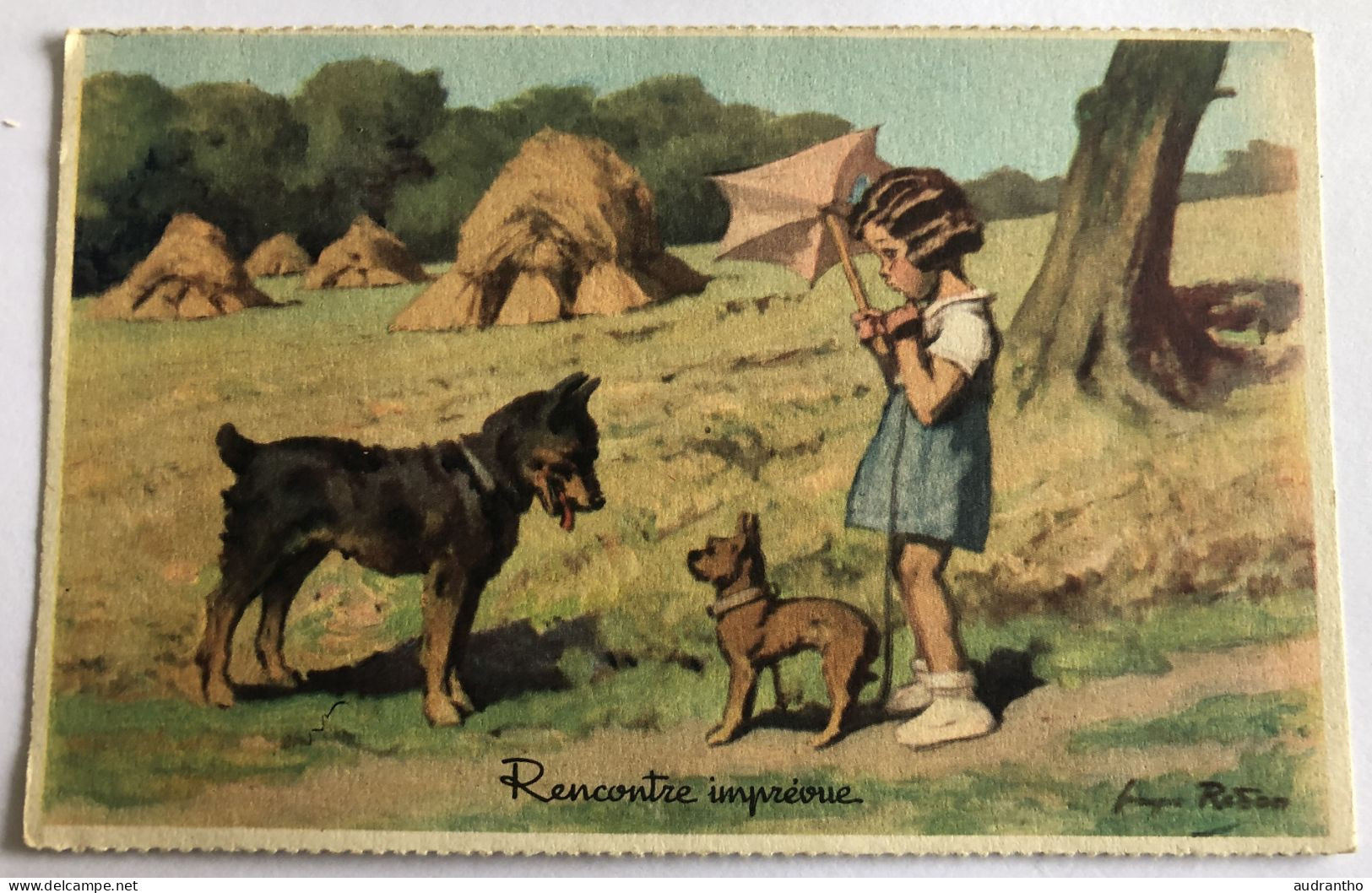 CPA Illustrateur Georges Redon - Jeune Fille Avec 2 Chiens - Comité Des Colonies De Vacances - Redon