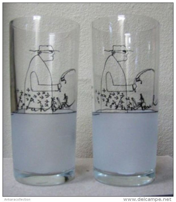 AC - RAKI GLASS - PAIR IN BOX ISTANBUL CARTOONIST, CARICATURIST BEHIC AK - Birra