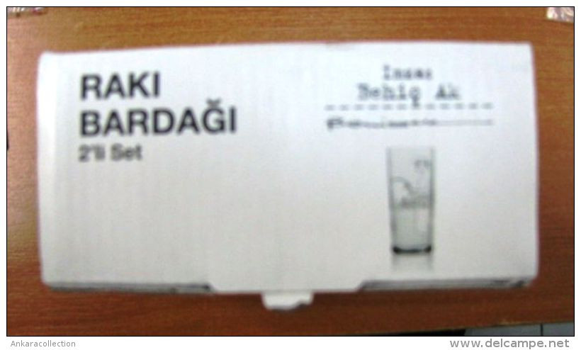 AC - RAKI GLASS - PAIR IN BOX ISTANBUL CARTOONIST, CARICATURIST BEHIC AK