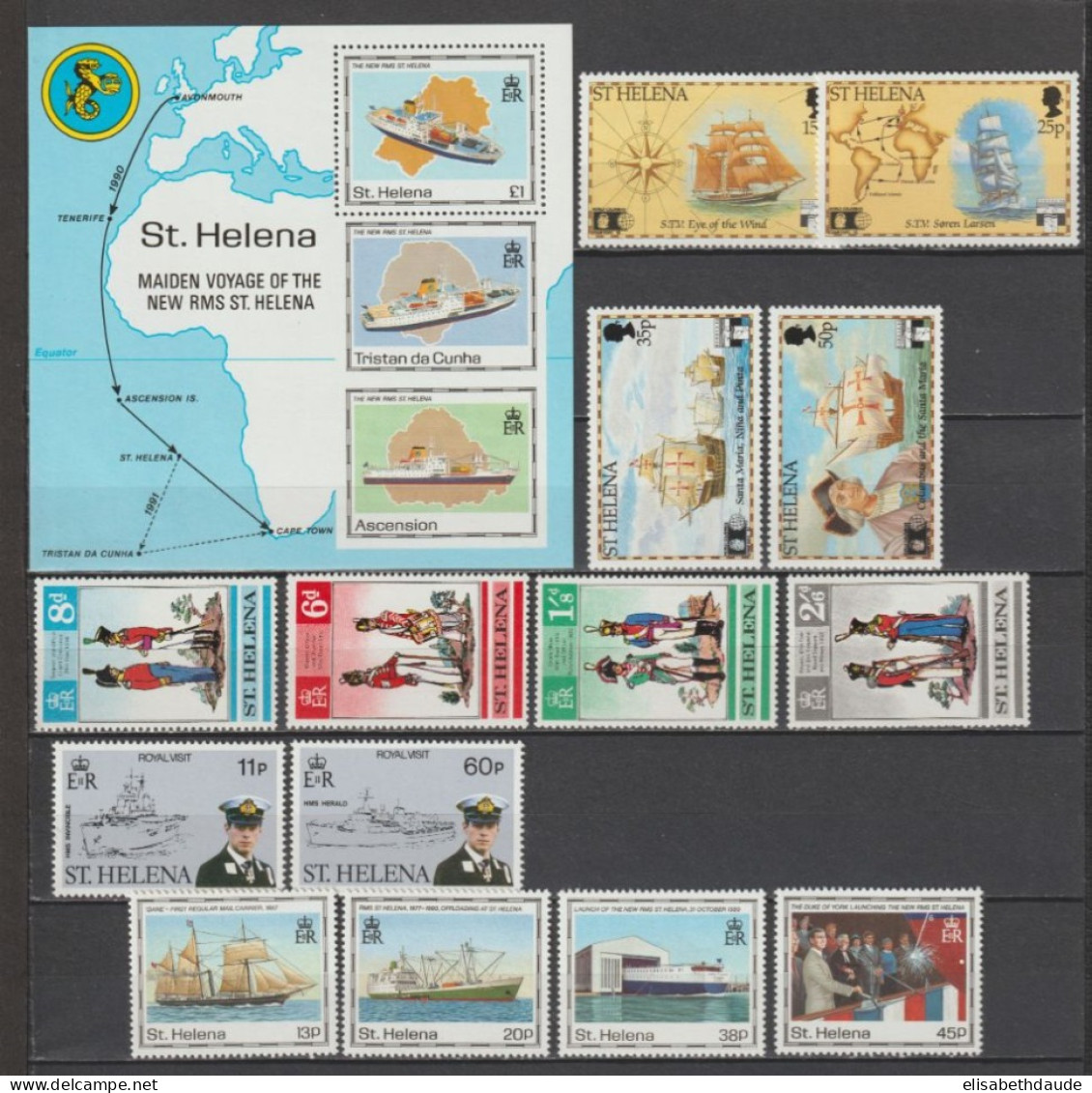 STE HELENE - 1969/91  PETIT LOT De SERIES COMPLETES ** MNH - BATEAUX / UNIFORMES / ..  - COTE = 47.5 EUR - Sainte-Hélène