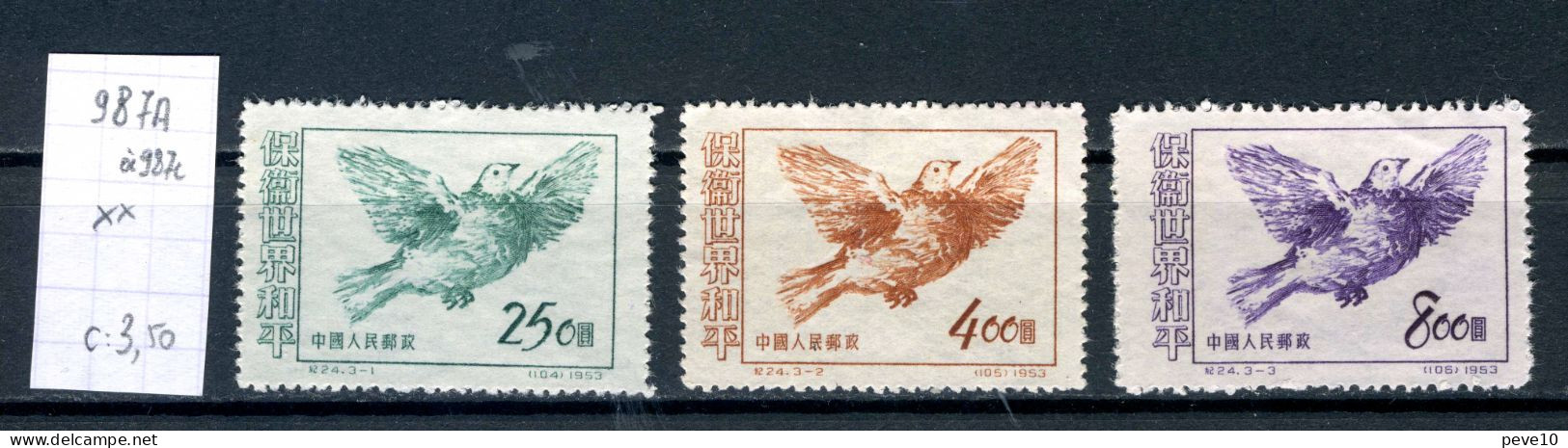 Chine  N° 987A à 987C  Xx   Colombes De La Paix (originellement Sans Gomme) - Unused Stamps