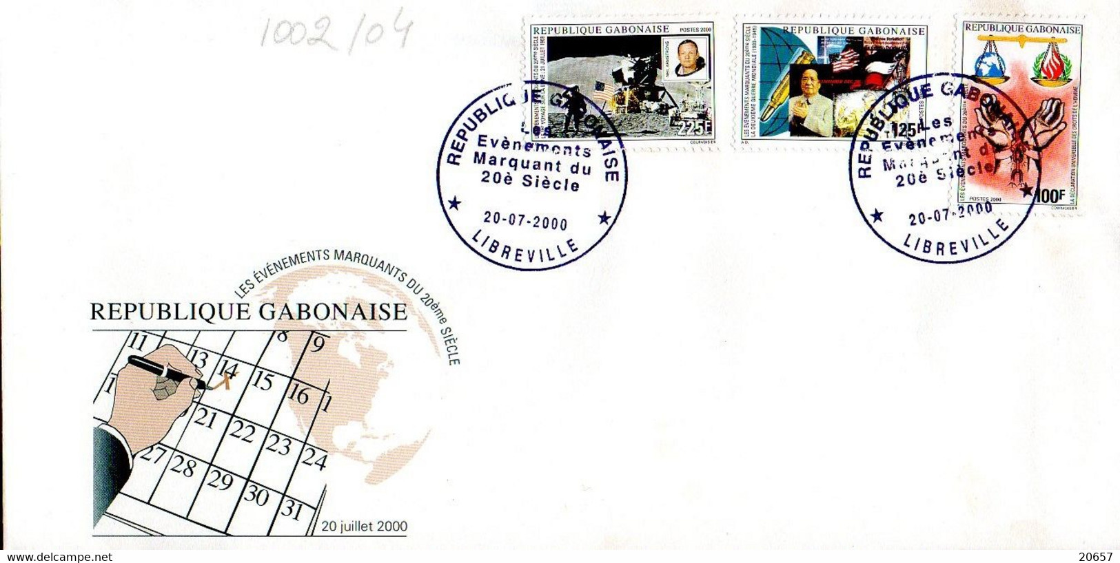 GABON 1002/04 Fdc XXéme Siécle, Apollo XIII, Armstrong USA, Mao Tsé-Tung China, Gal De Gaulle - Mao Tse-Tung