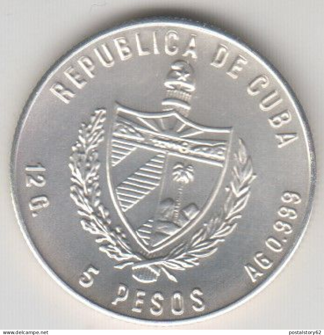 Cuba, Moneta Arg. 999 % Da 5 Pesos Km # 147 Del 1985 FDC - Kuba