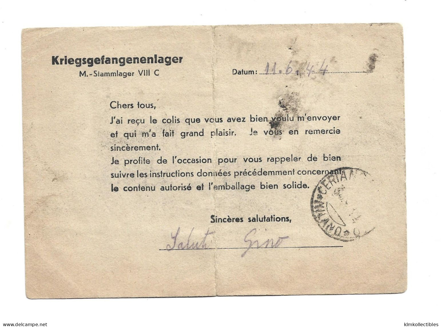 GERMANY DEUTSCHLAND ITALY ITALIA POW SAGAN POLAND LAGER KRIEGSGEFANGENEN PRIGIONIERI DI GUERRA CENSORED CENSURE GEPRÜFT - Prisoners Of War Mail